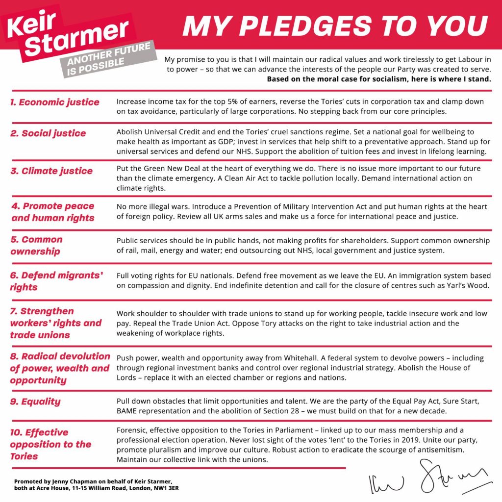 List of Kier Starmer's ten pledges 